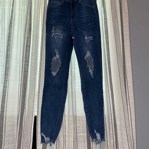 Blue Shein jeans with rips